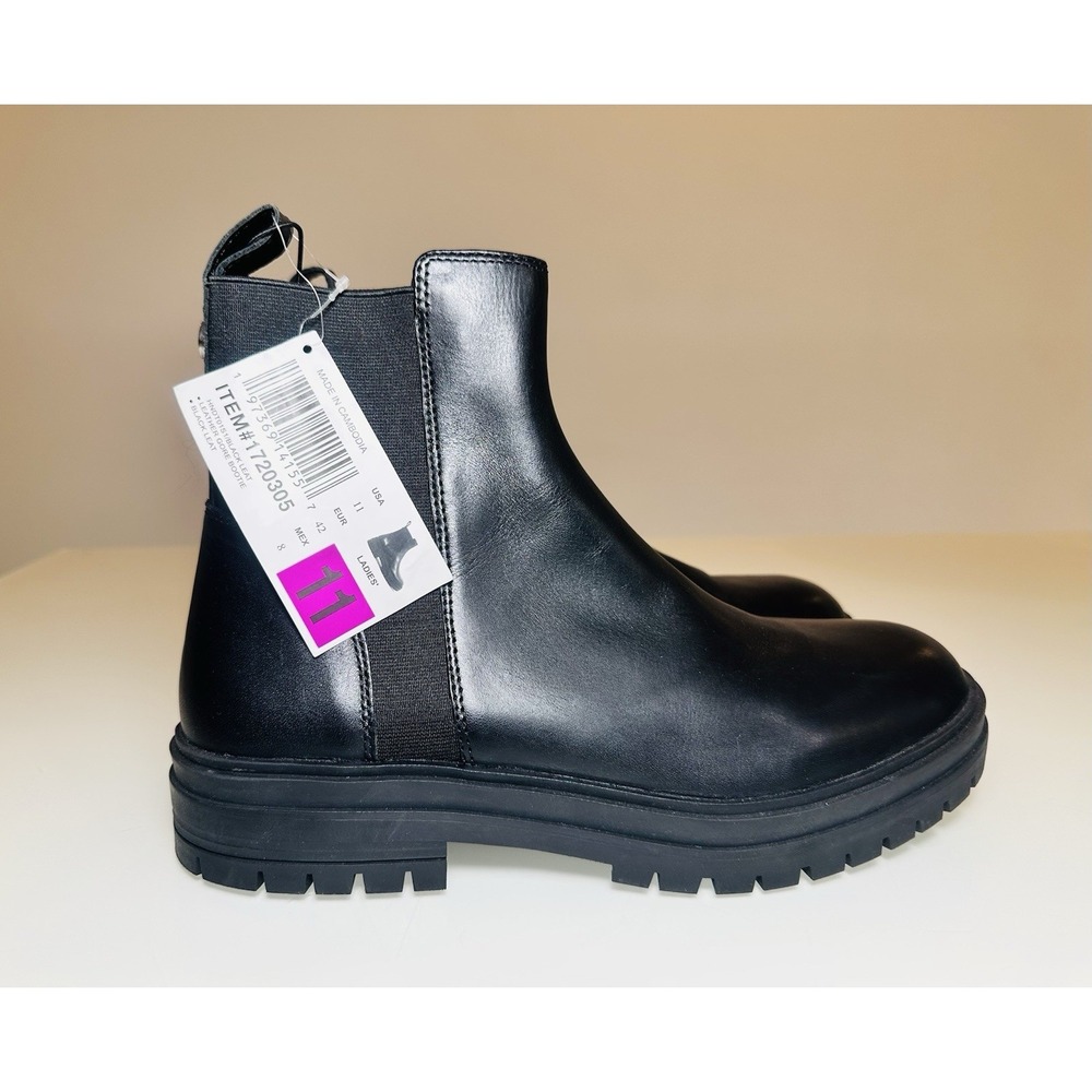 Steve Madden Womens Handout Black Chelsea Ladies Ankle Boot Leather US Size 11